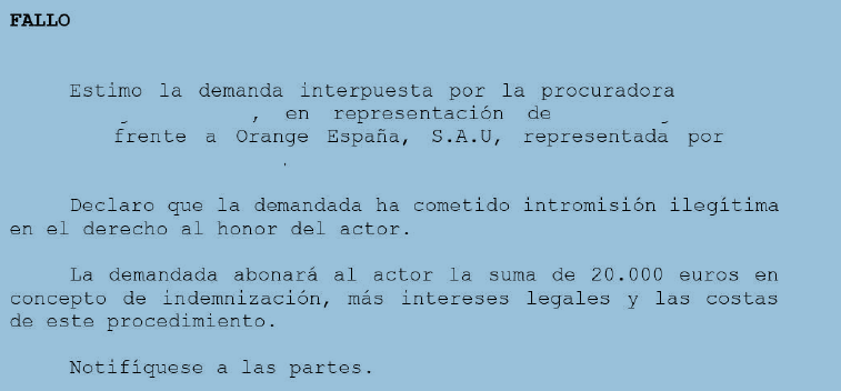Indemnización de 20.000€ por incluirle en ASNEF | Caso Orange